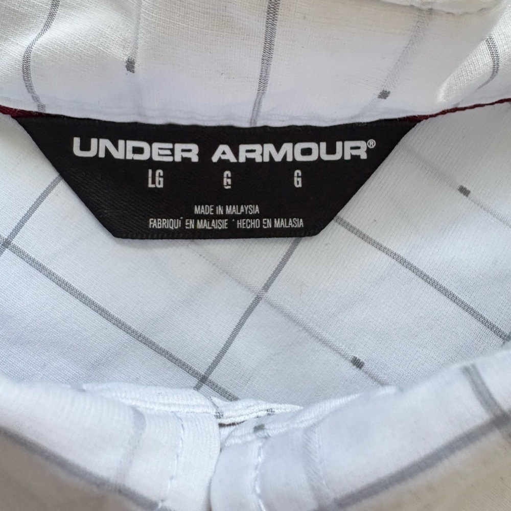 Under Armour Men's Large White Plaid Casual Short Sleeve Collard Shirt - Picture 6 of 8